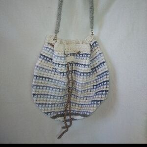 Handcrafted White and Blue Women Bag